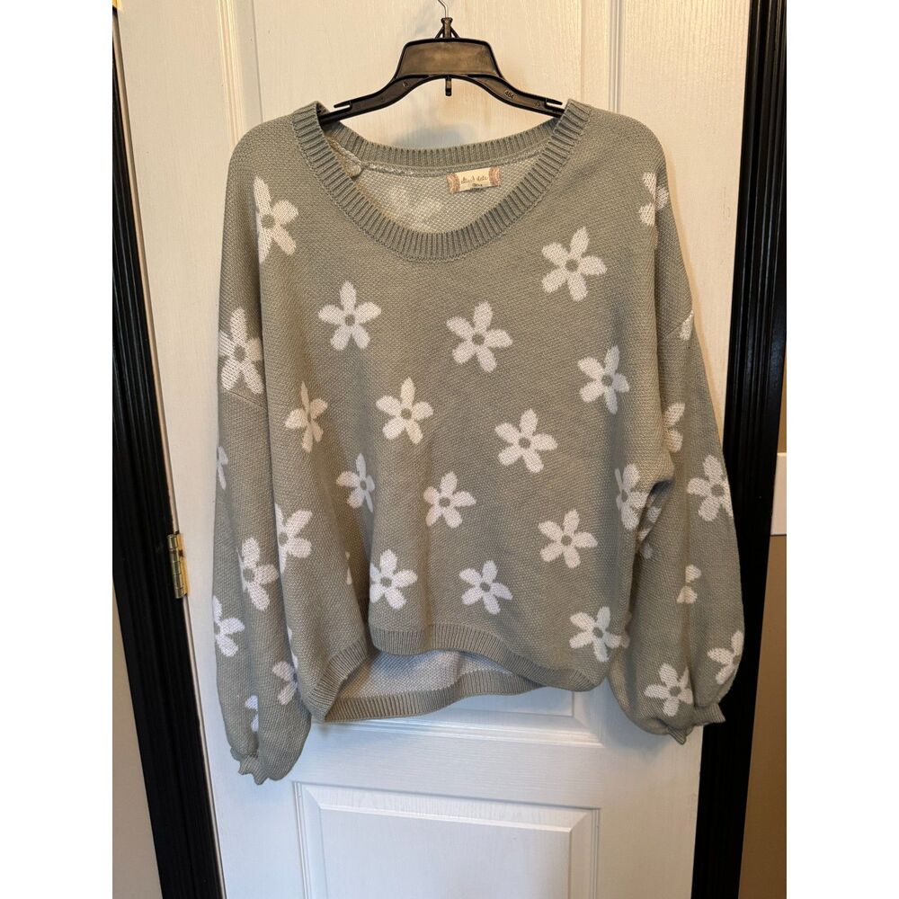 Altar'd State All-Over Flower Jacquard Knit Sweater